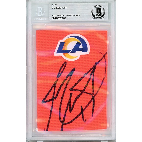 Jim Everett Signed LA Rams Football TD Pylon Piece Beckett Autographed BAS Slab - Picture 1 of 4